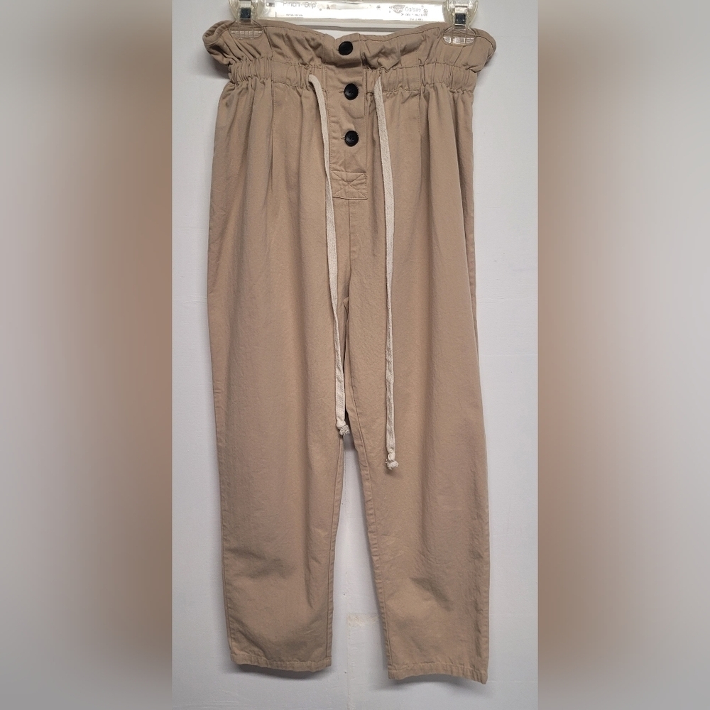 Lucca Pants XS Paperbag Elastic Waist Drawstring Button Fly